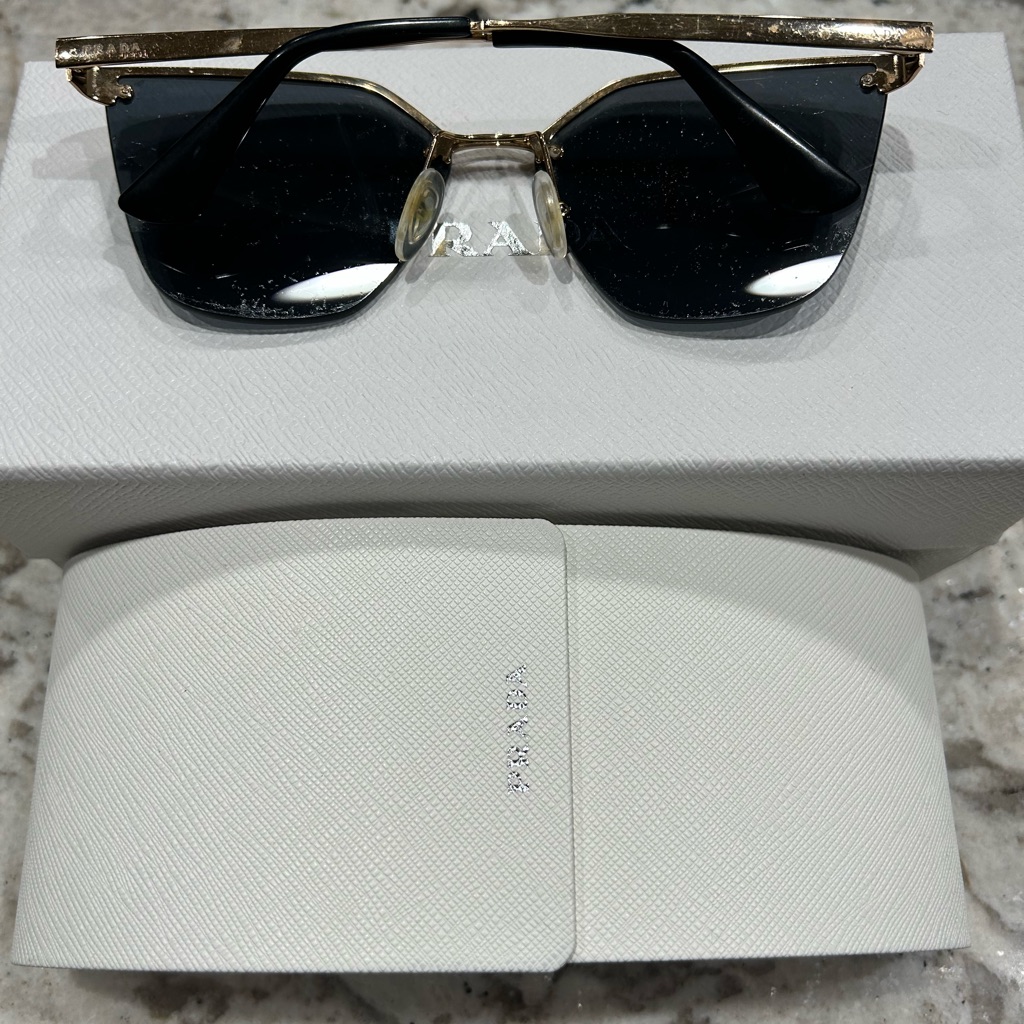Prada Gold And Black Sunglasses